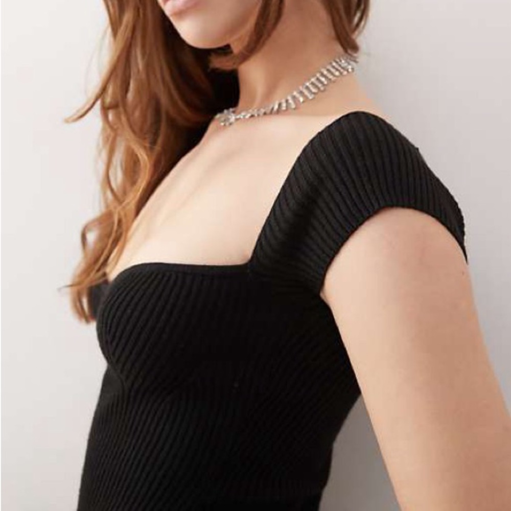 H&M sweetheart sleeveless ribbed tshirt top never worn xsmall